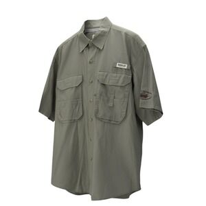 Magellan Fishing Shirt Men Large Olive Green Short Sleeve Ventilated Utility
